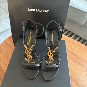 Saint Laurent Black and Gold Women's Sandals